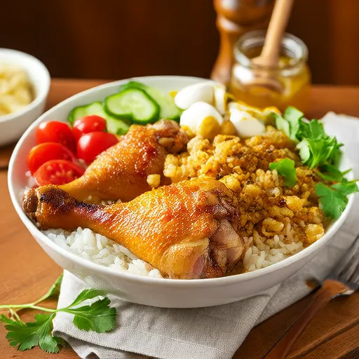 Ciotola di Riso Croccante Mediterraneo con Pollo