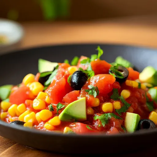 Tomaten-, Mais- und Avocado-Salsa