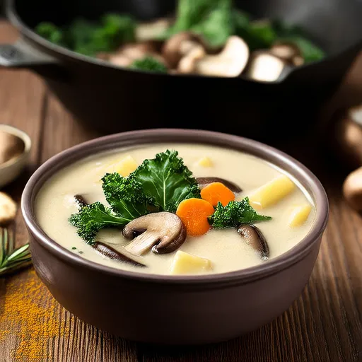 Vegan Mushroom and Kale Soup