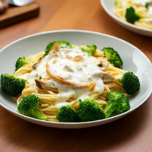 Fettuccine Alfredo con Pollo e Broccoli