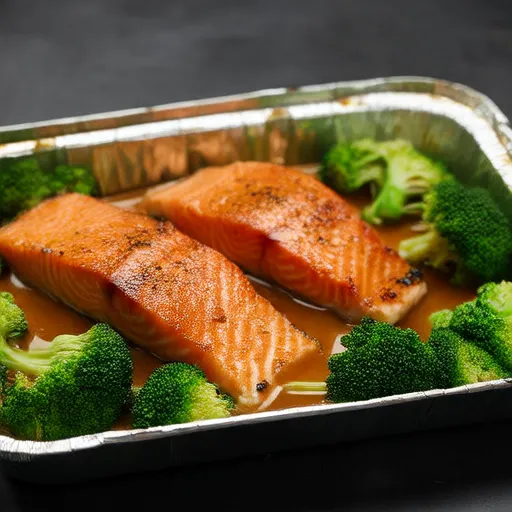 简易希腊风味烤三文鱼和西兰花