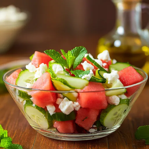 Wassermelonen-Gurken-Minze-Salat
