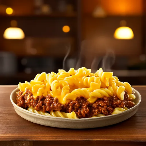 Macarrones con Queso y Hamburguesa