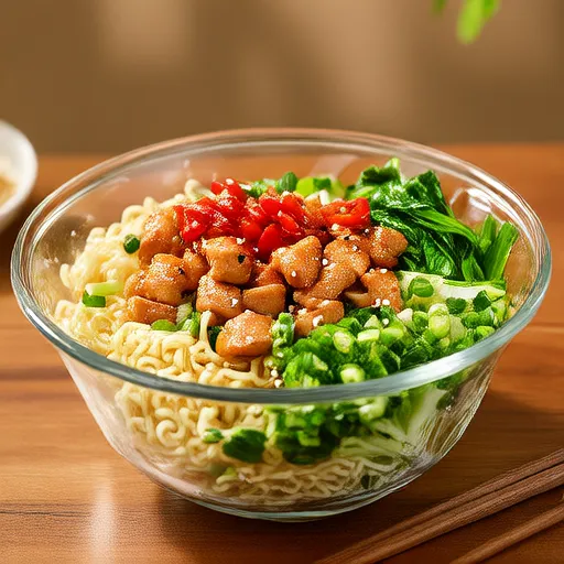 Insalata di pollo con noodles Ramen