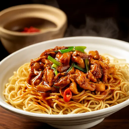 慢炖蜂蜜蒜香鸡肉面条