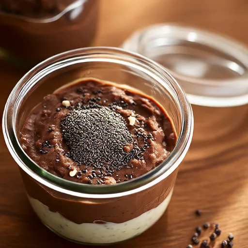 Avena nocturna de chocolate con crema de cacahuate