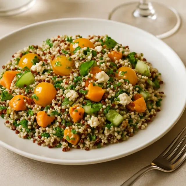 Quinoa-Salat mit gebratenen Süßkartoffeln