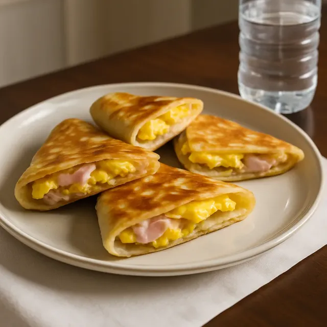 Quesadillas de jamón, huevo y queso