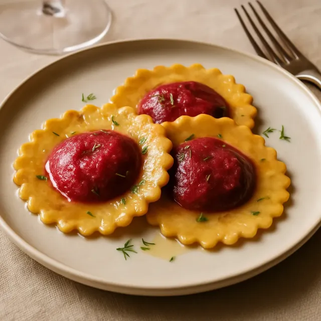 Beet and Goat Cheese Ravioli