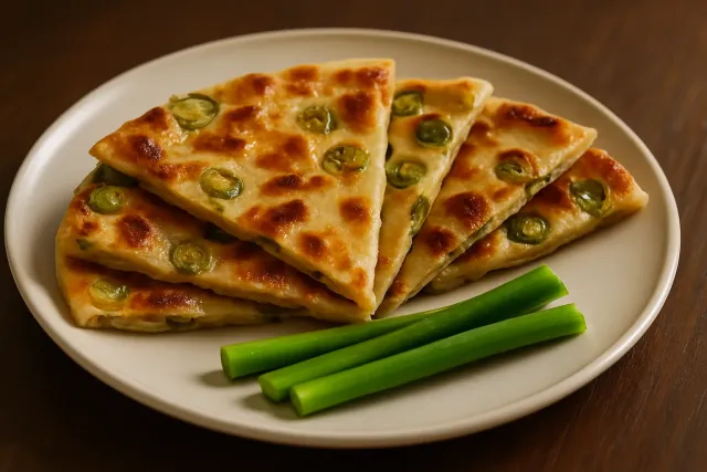 Traditionelle chinesische Frühlingszwiebel-Pfannkuchen
