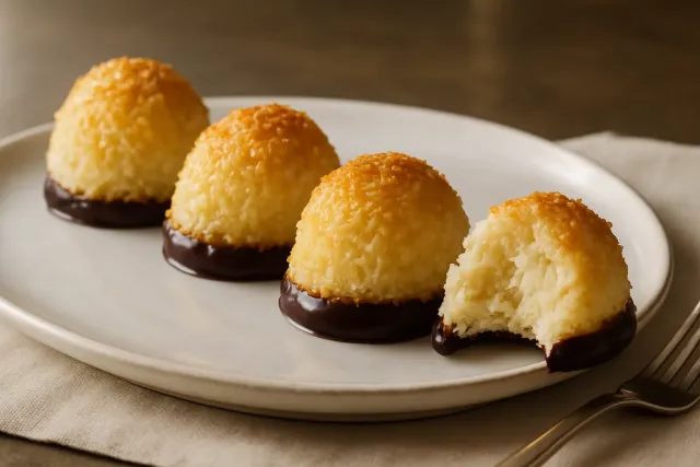 Macaroons de Coco com Cobertura de Chocolate