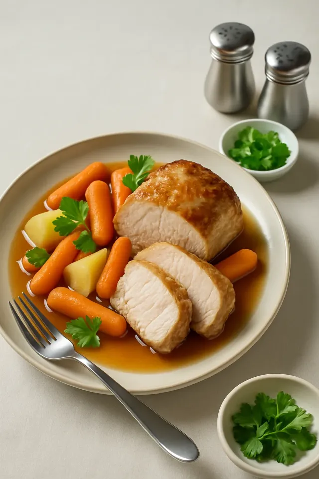 スロークッカーで作る豚ヒレ肉とじゃがいも