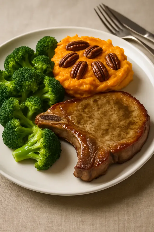 Запеченные свиные стейки с карамелизованными бататами