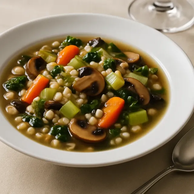 Einfache Pilz-Gerstensuppe