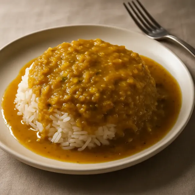 شوربة البازلاء المقسمة بالكاري