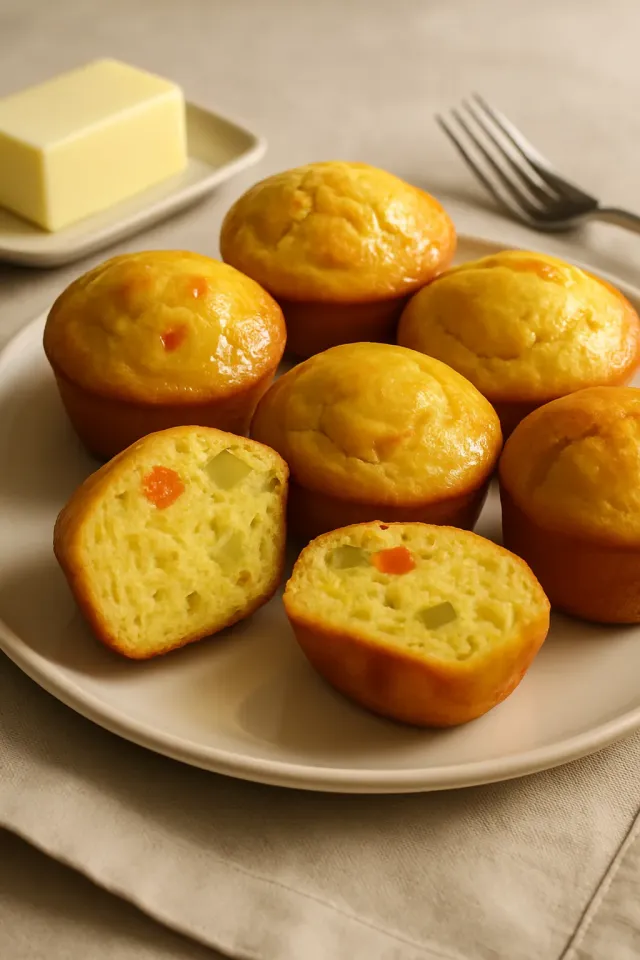 Muffins à la semoule de maïs et aux cornichons