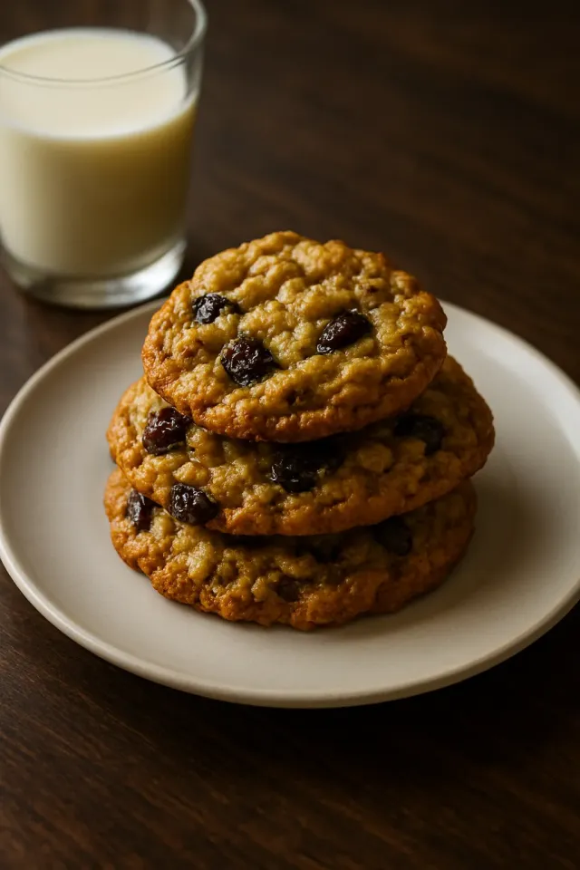 Galletas de avena y pasas finas y crujientes