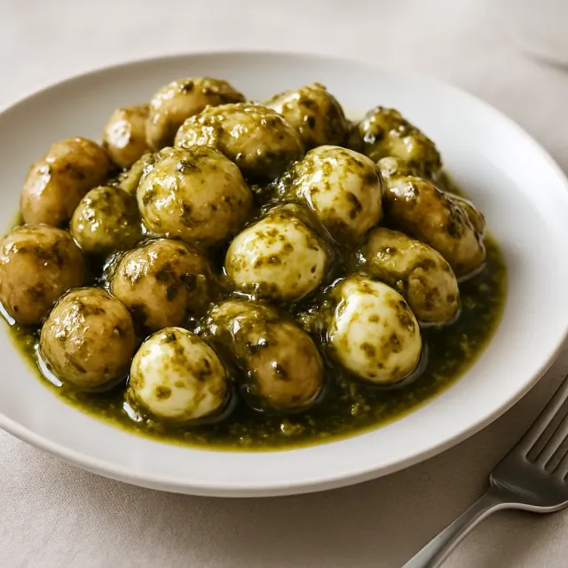 Gnocchi với gà, pesto và mozzarella tươi