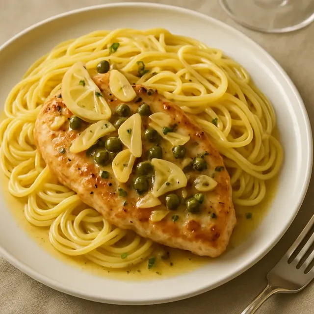 Ayam Piccata dengan Hati Artichoke