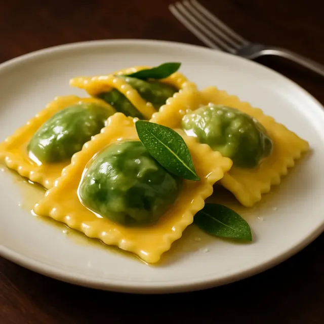 Ispanaklı, Fetalı ve Çam Fıstıklı Ravioli Dolgusu