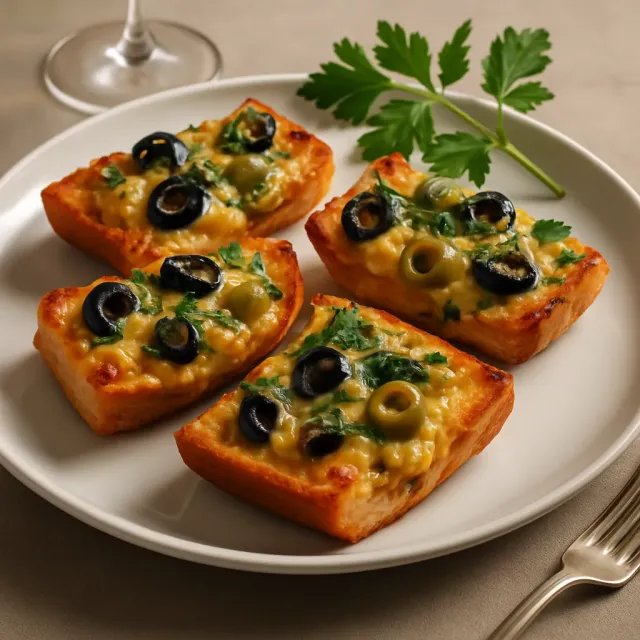 Хлеб с сыром и оливками