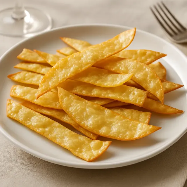 Potongan Tortilla Jagung Panggang untuk Sup Meksiko