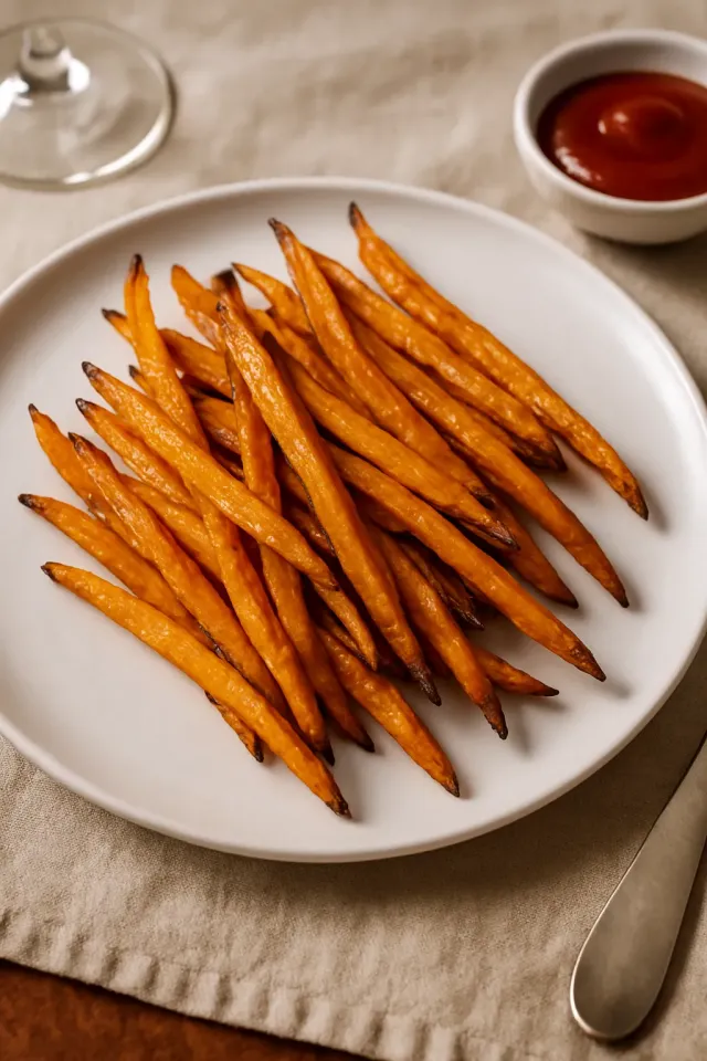 Süßkartoffelpommes im Heißluftfritteuse