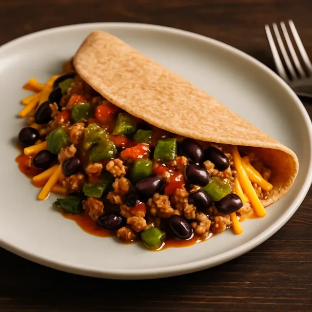 Bánh cuốn Mexico với đậu đen và gà tây