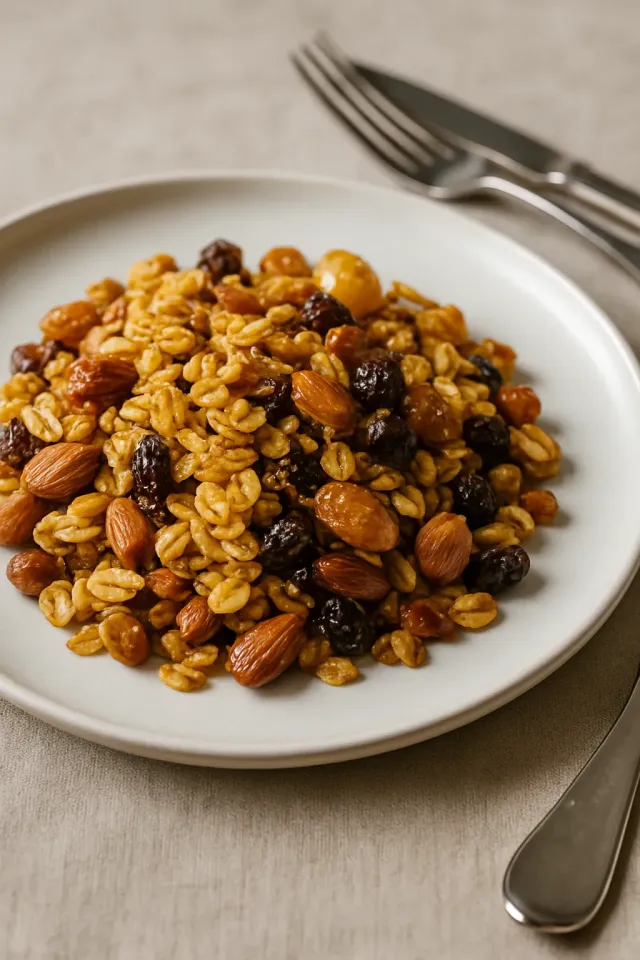 Ahorn-Pekannuss-Müsli mit Trockenfrüchten