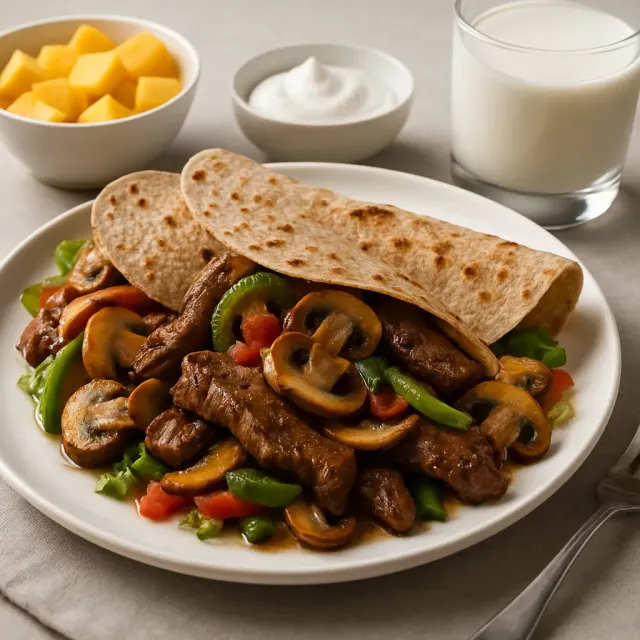 Fajitas de champiñones y carne