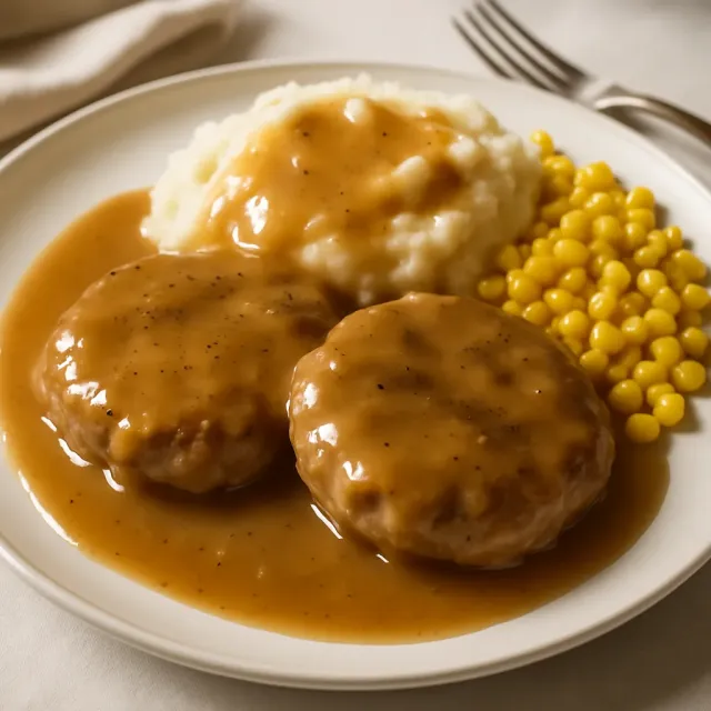 Hamburger Steaks with Creamy Mushroom Gravy