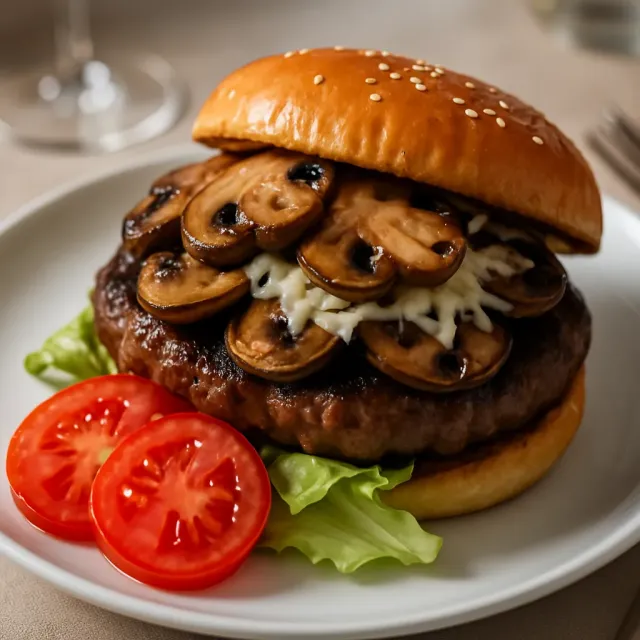 Hamburguesas Suizas a la Parrilla con Champiñones