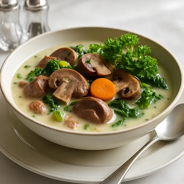 Soupe crémeuse au poulet et aux champignons