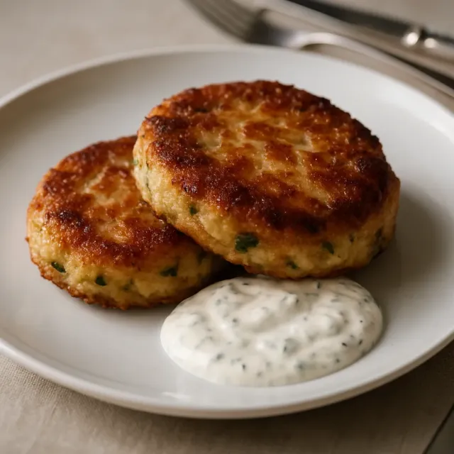 Crab Cakes with Cilantro-Sour Cream Sauce