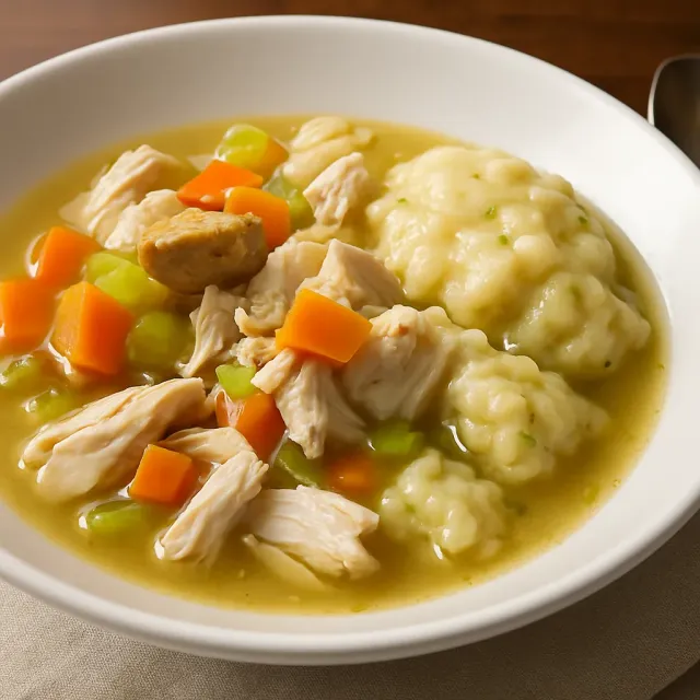 Простые курица и клецки