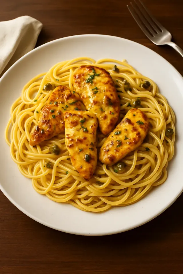 Chicken Piccata with Angel Hair Pasta