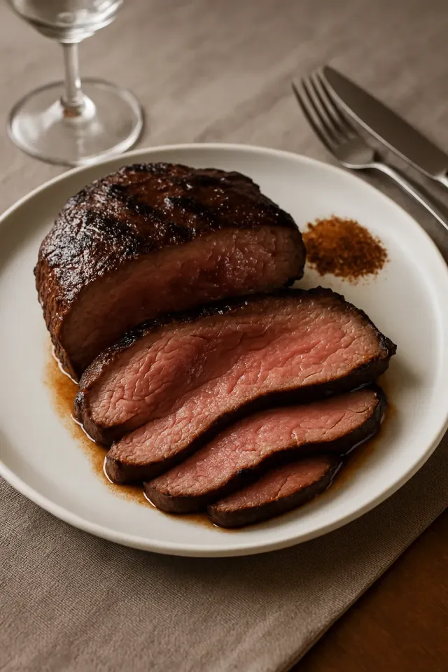 Flat Iron Steak with Three Pepper Rub
