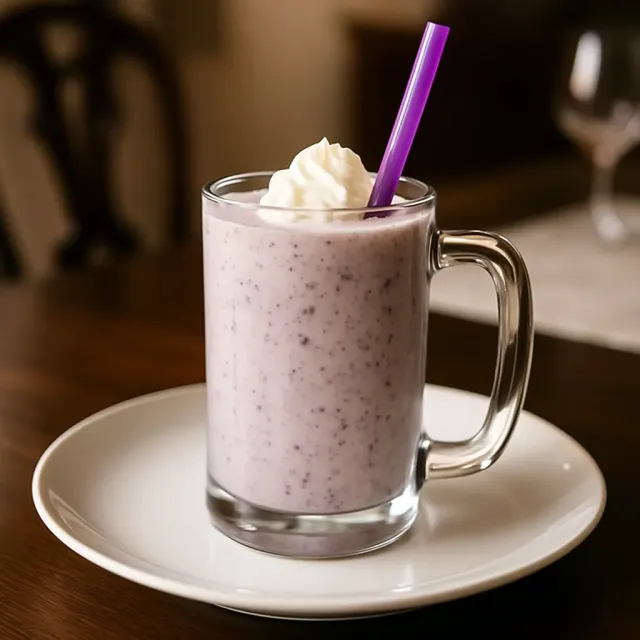Batido de arándanos, plátano y mantequilla de maní