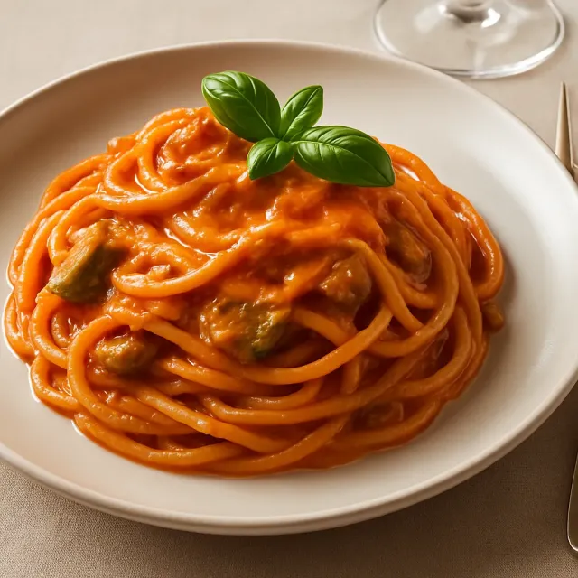 Cremige Gochujang-Spaghetti mit Rinderhackfleisch