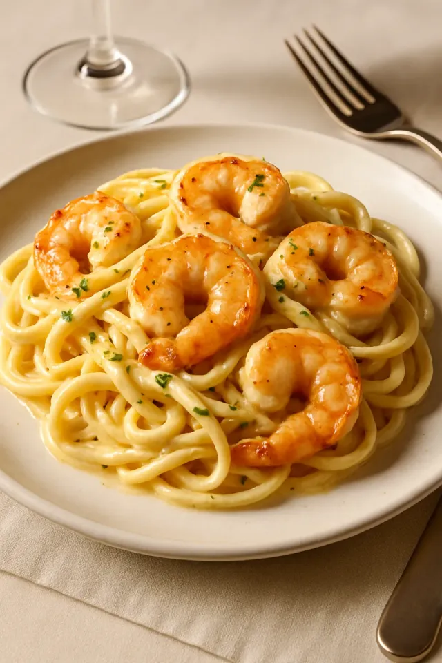 Fettuccine Alfredo aux crevettes