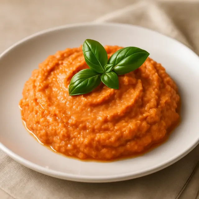 Kolay Kızartılmış Kırmızı Biberli Humus