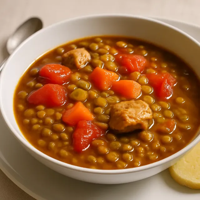 Sopa de lentejas y jamón en olla a presión de Jana