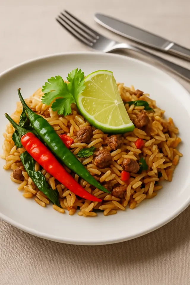 Riz frit au bœuf inspiré par la Thaïlande