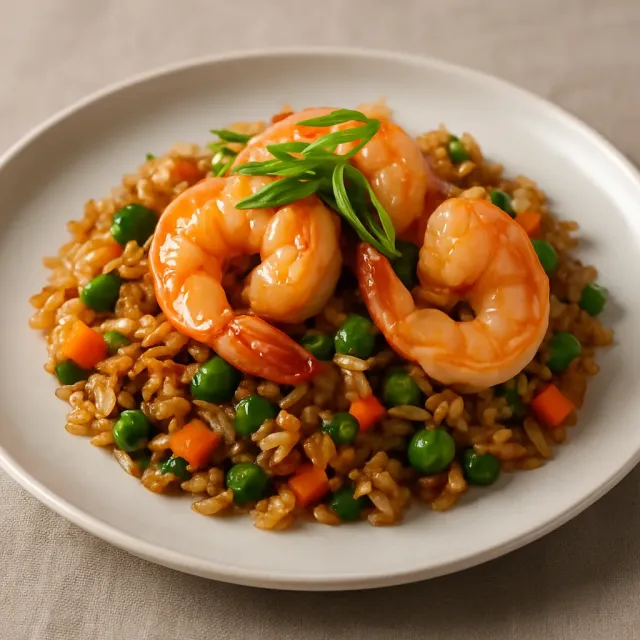 Riz sauté aux crevettes au four à air
