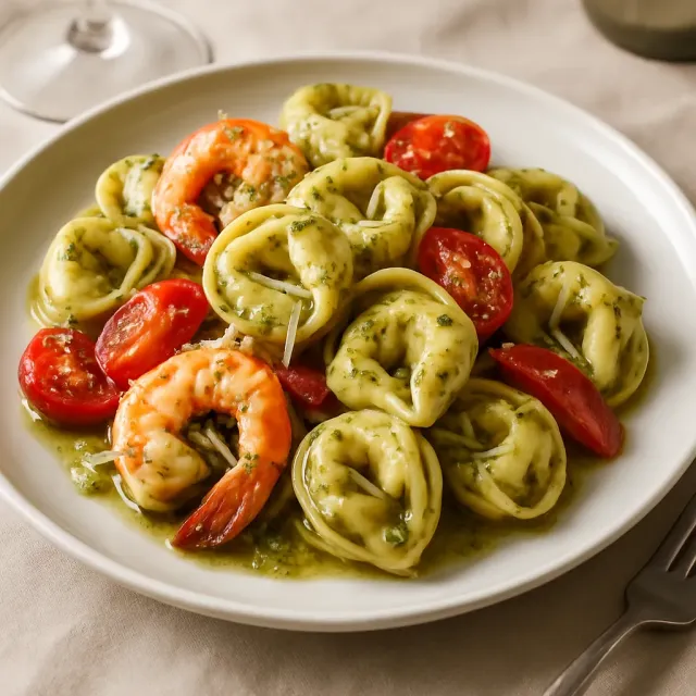 Tôm Tỏi với Mì Tortellini Ba Loại Phô Mai