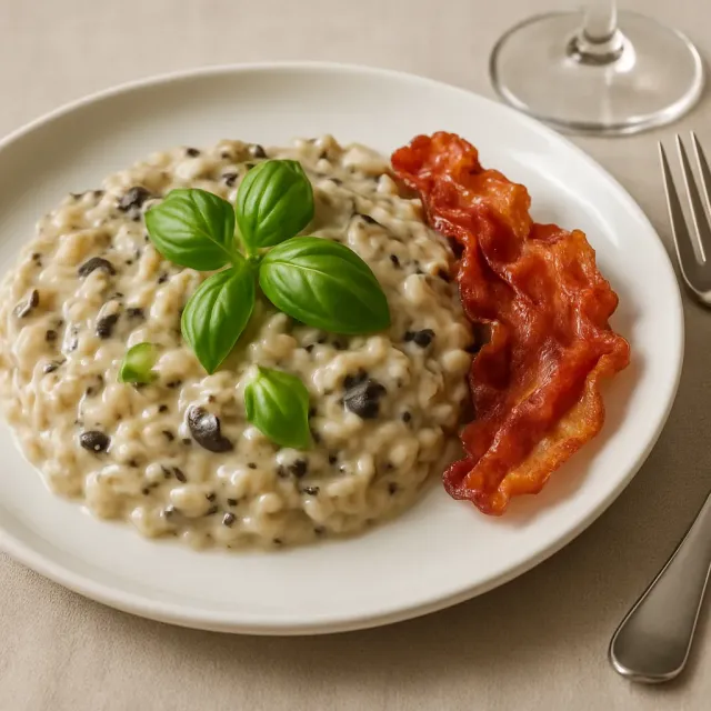 Risotto cremoso de champiñones