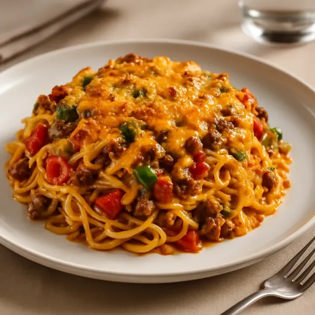 Kolay Fırınlanmış Spagetti Tavuğu