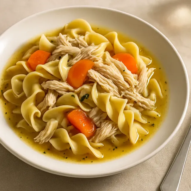 Куриный суп с лапшой из запеченной курицы