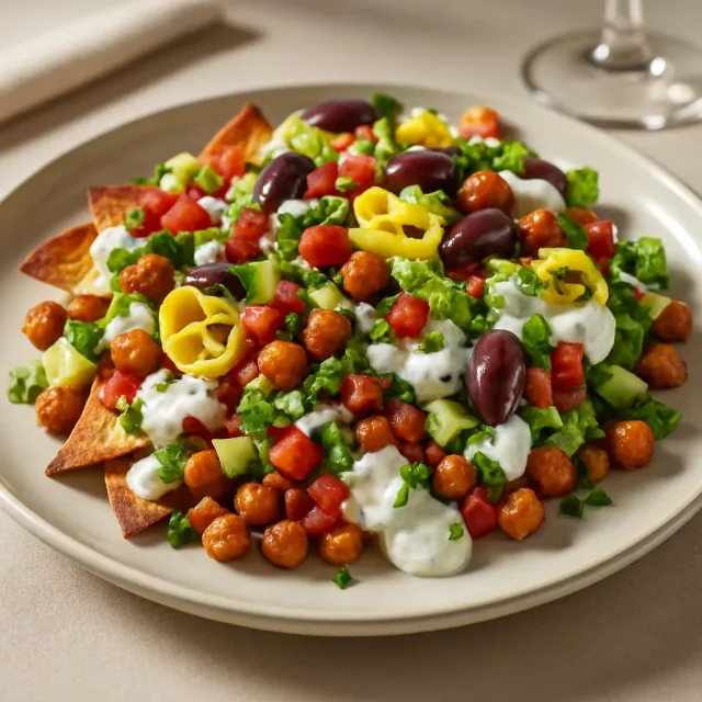 Nachos Salad Hy Lạp trên Khay Nướng