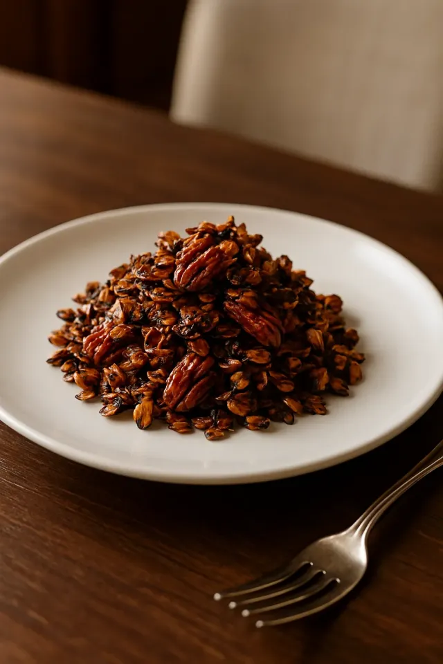 Dunkles Honig-Pekannuss-Granola